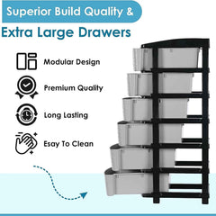 Plastic Drawer Organizer – 6-Layer Stone Texture Storage Cabinet