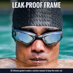 Ergonomic integrated earplugs attached to anti-fog swimming goggles