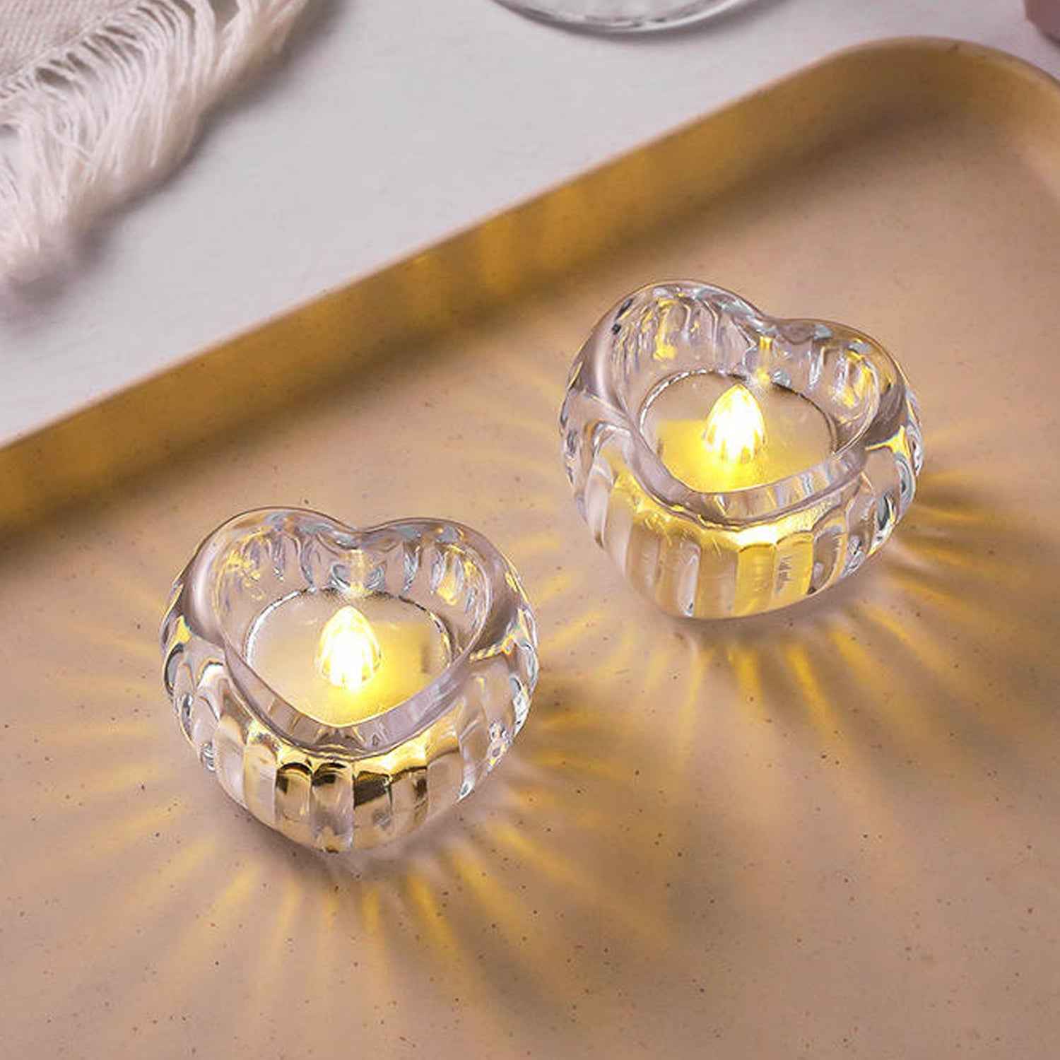 Heart-Shaped LED Flameless Candles – Set of 12 Elegant Lights