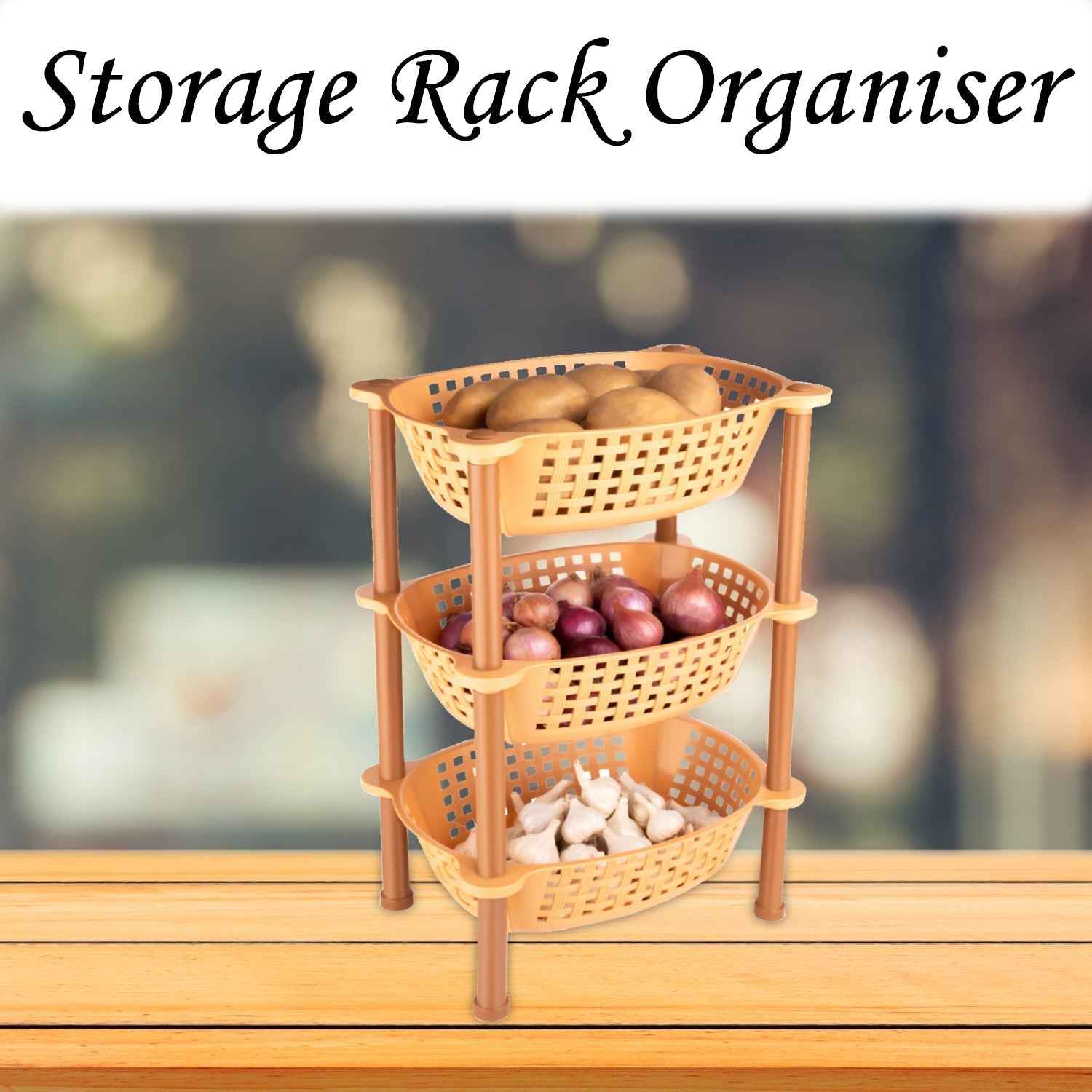 Plastic Storage Rack – 3-Tier Multipurpose Organizer | Organivo