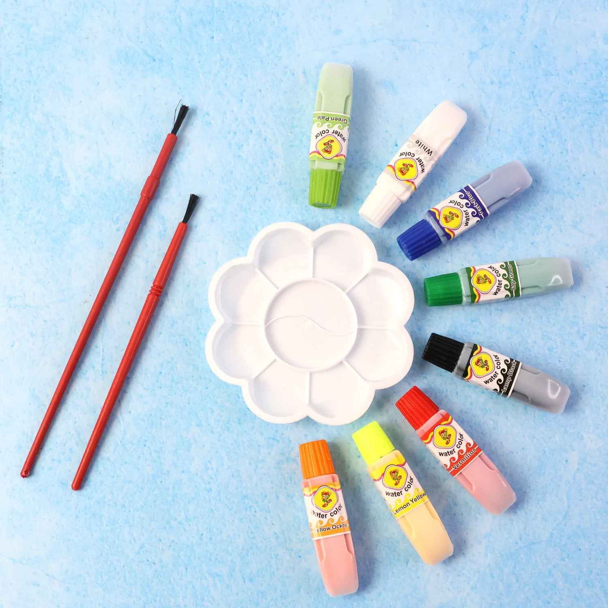 Watercolor Paint Set – 8 Vibrant Colors with Brushes & Palette