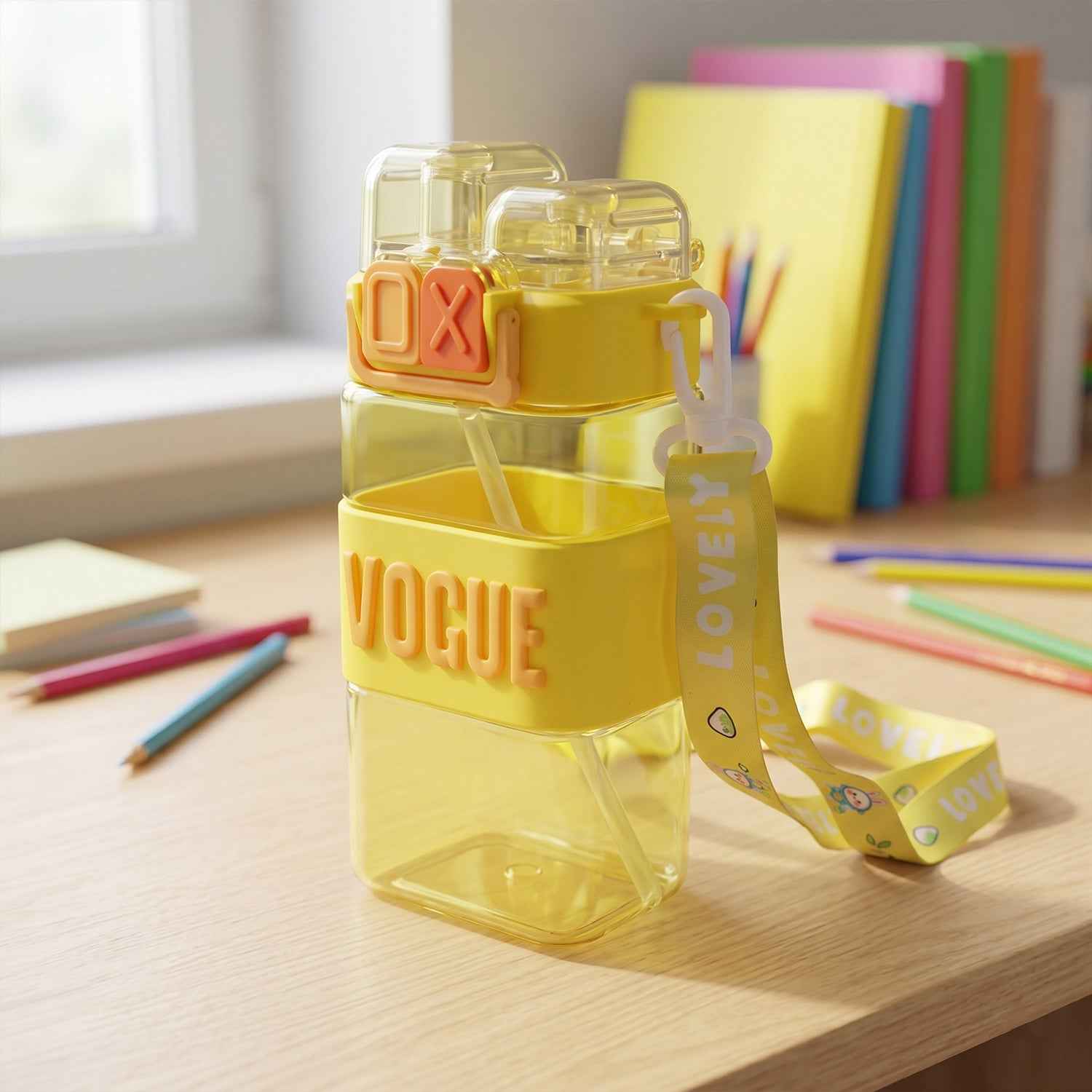 Girls Dual Compartment Water Bottle – Leakproof with Carry Strap