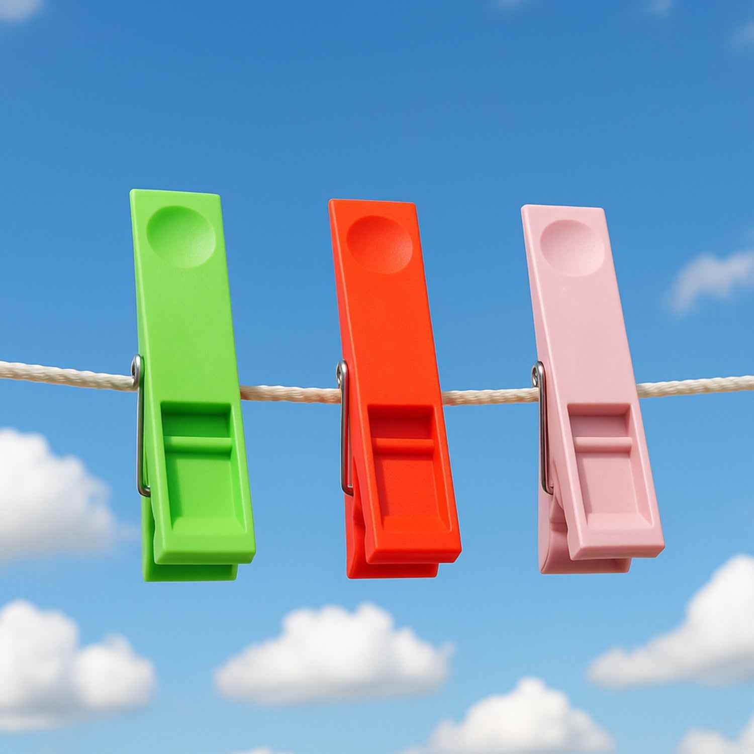 Cloth Clips Set of 12 – Durable Plastic Laundry Pegs with Strong Grip