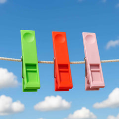 Cloth Clips Set of 12 – Durable Plastic Laundry Pegs with Strong Grip
