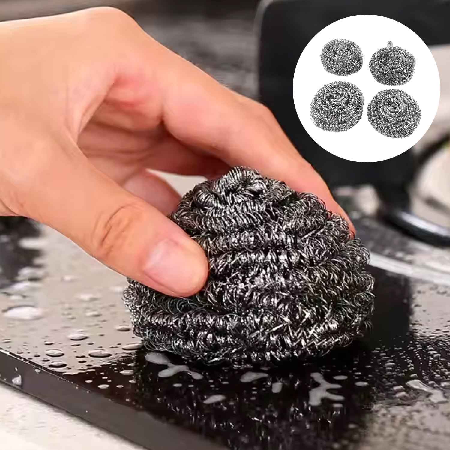 Kitchen Cleaning Set – 6-in-1 Stainless Steel Scrubber