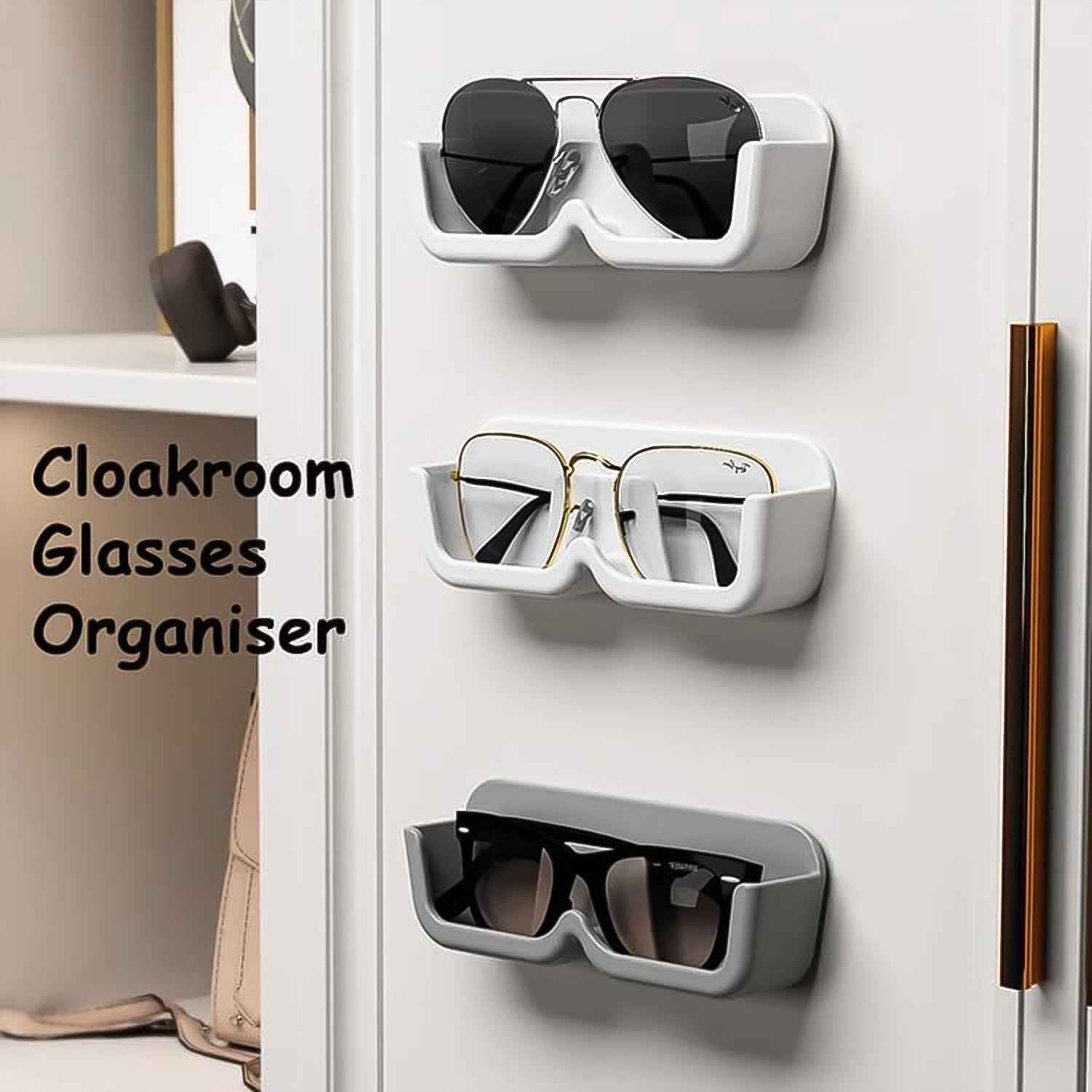 Wall Mounted Sunglasses Holder – 4 Pc Adhesive Set | GlimmerHome
