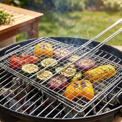 Heavy-Duty Stainless Steel BBQ Grill Basket Ð Long Handle & Durable Construction