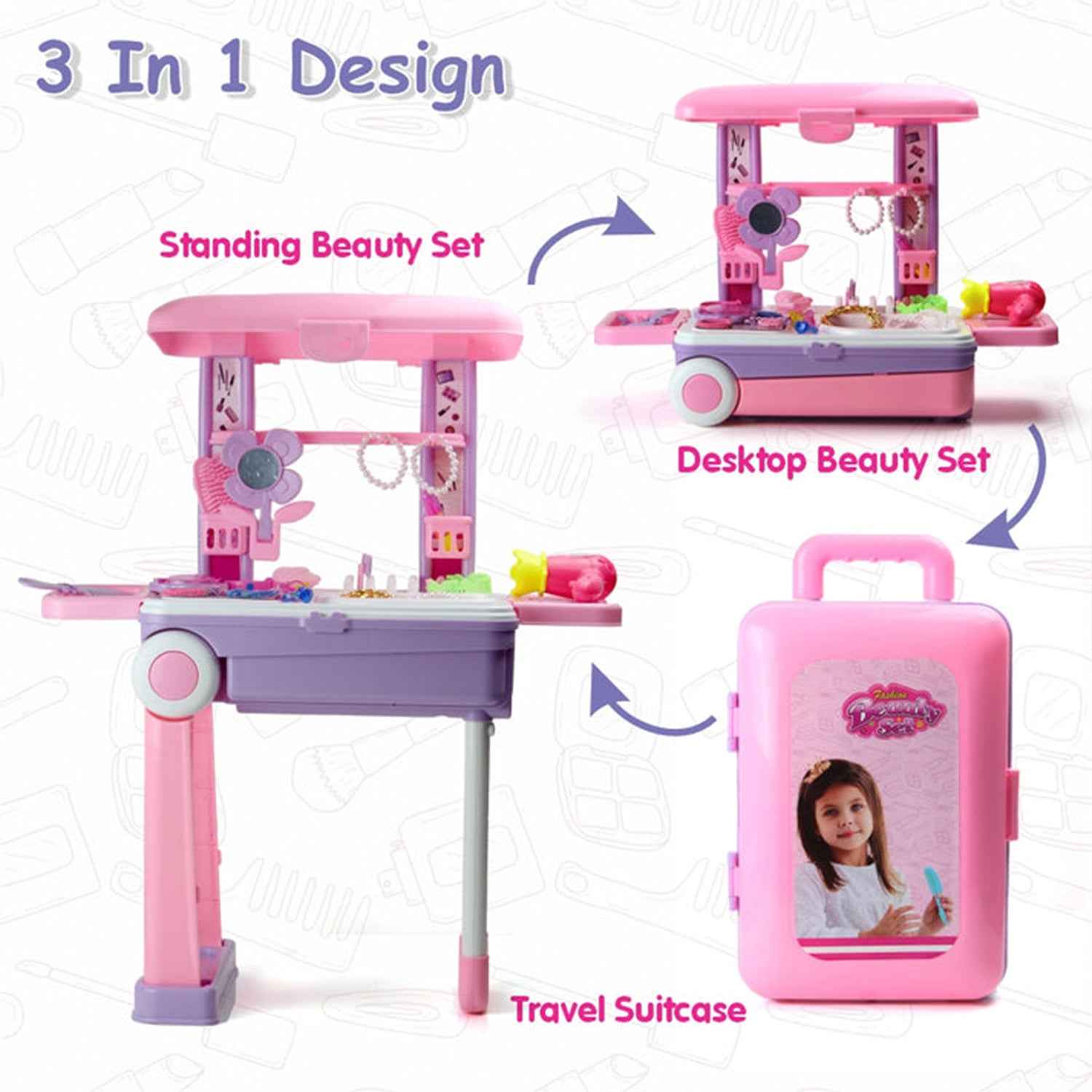 Kids Beauty Set Trolley – 25 Pcs Pretend Play | Aditi