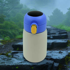 Sleek smart water bottle in a neutral color, front view.