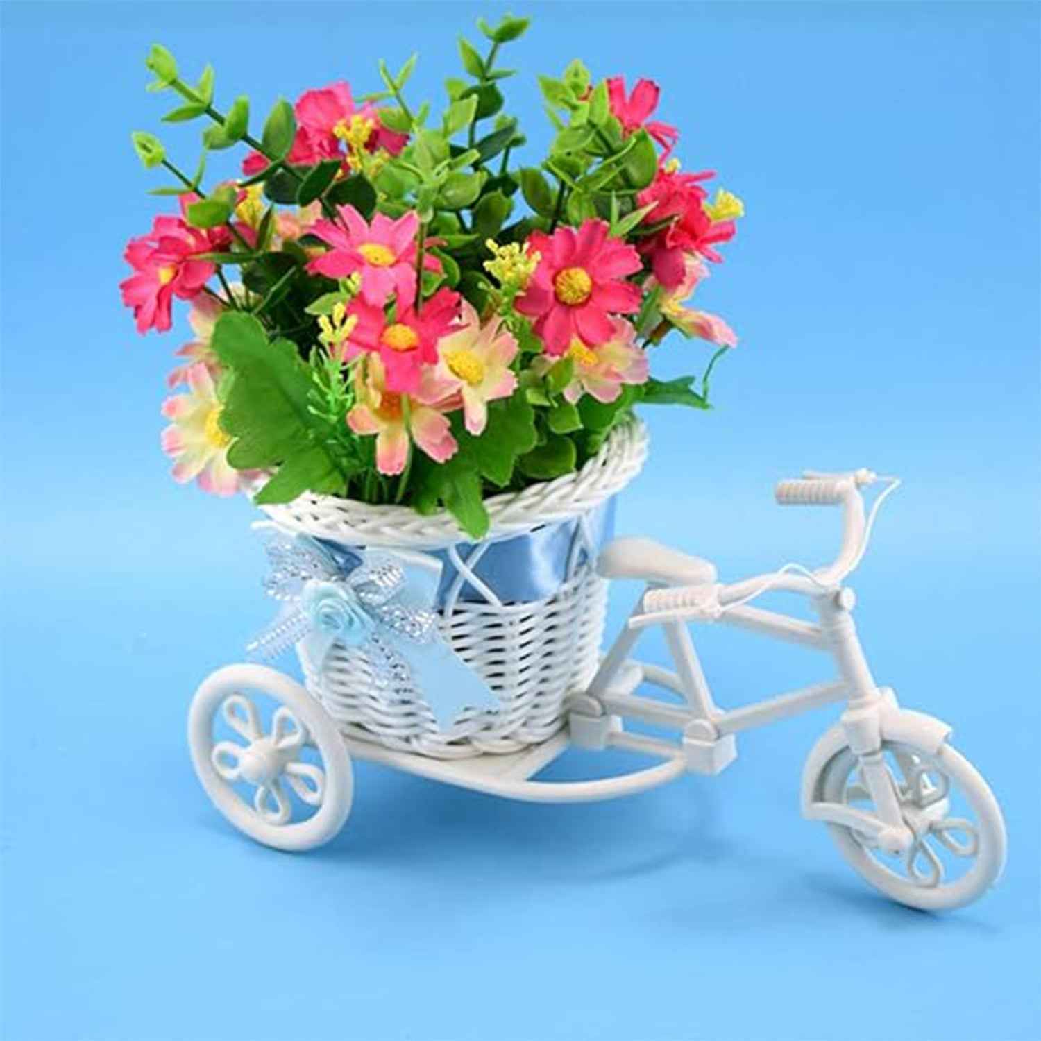 Bicycle Flower Pot Stand – Unique Plastic Home Decor Accent