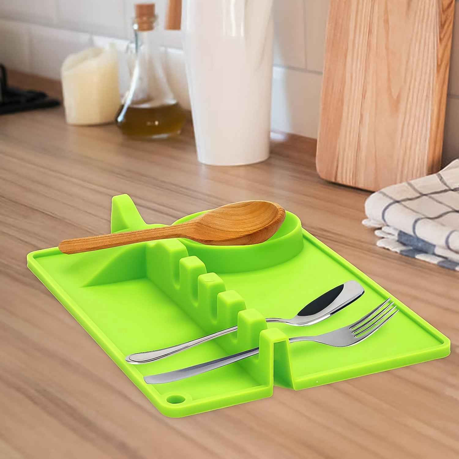 Silicone Spoon Rest – 4-Slot Utensil Holder & Spatula Rack | Quickslice
