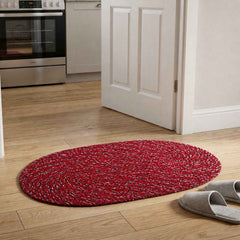 Red Oval Non-Slip Floor Mat Ð Durable & Soft for Indoor Use