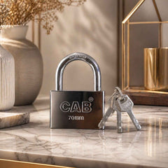 Heavy Steel Padlock – 70mm Square, Hardened Shackle, 3 Keys | Styleva