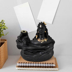 Side view of the Adiyogi Shiva Backflow Incense Holder, highlighting the smoke fountain design.