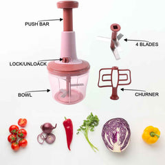 Push Chopper 1000ml – Sharp Stainless Steel Blades, Easy Prep