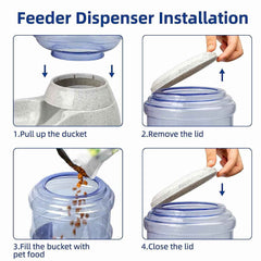 Pet food dispenser designed for hassle-free dry food storage and automatic feeding
