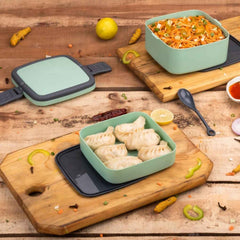 Stackable Lunch Box – Green Double-Layer Tiffin | Lunchie Bunchie