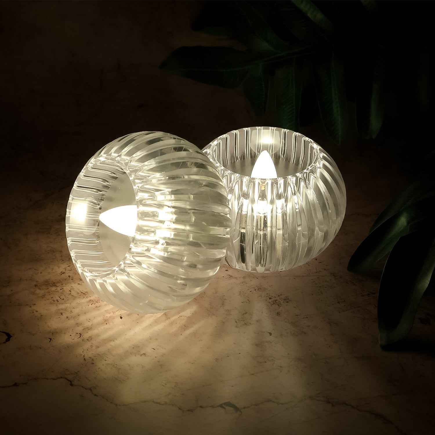 LED Flameless Decorative Candles – Set of 4 Crystal-Style Tealights