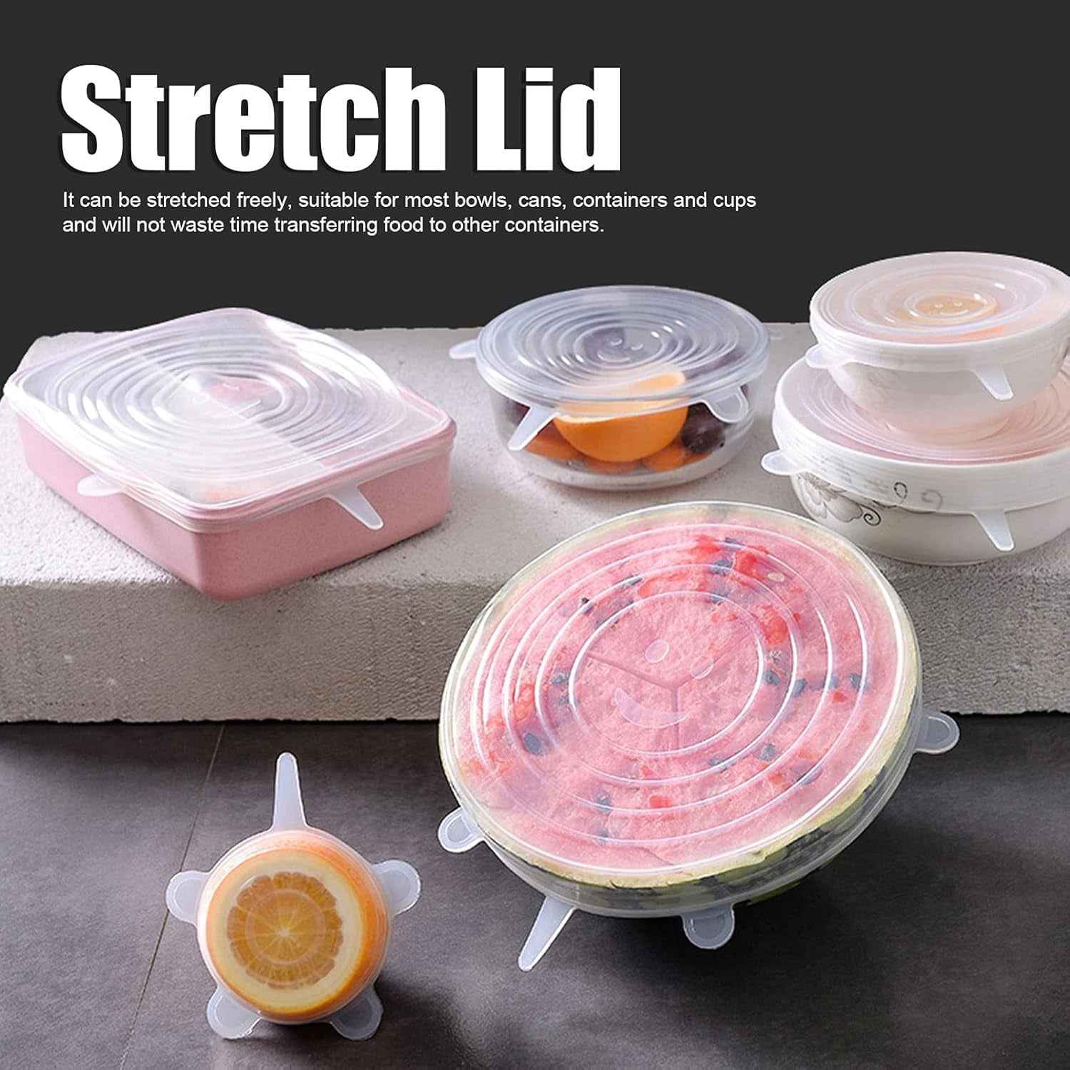 Silicone Food Covers – 6 Pc Reusable Stretch Lids | Tidy Table
