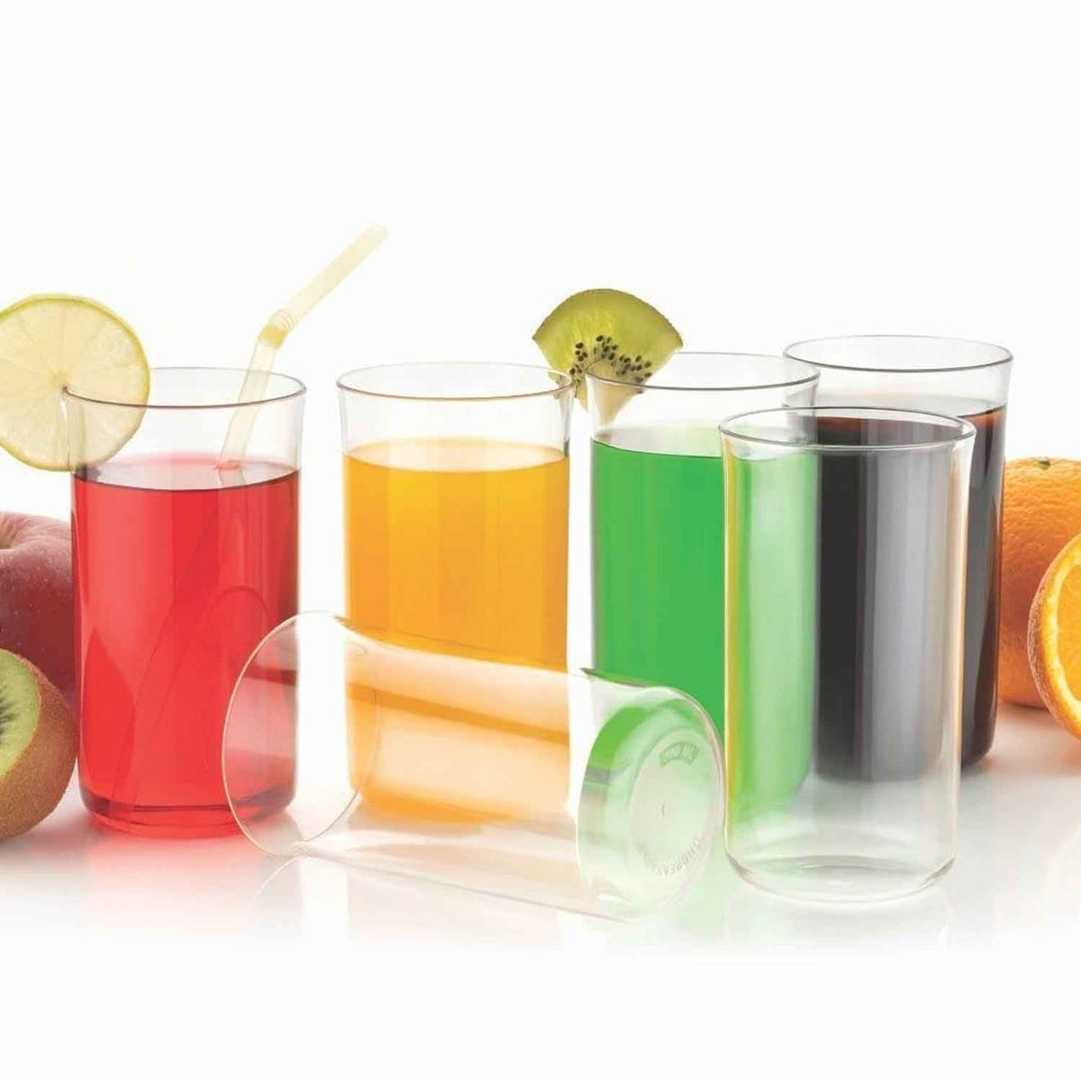 Glossy Plastic Glass Set – Durable 300ml Lightweight Tumblers (6 Pc)