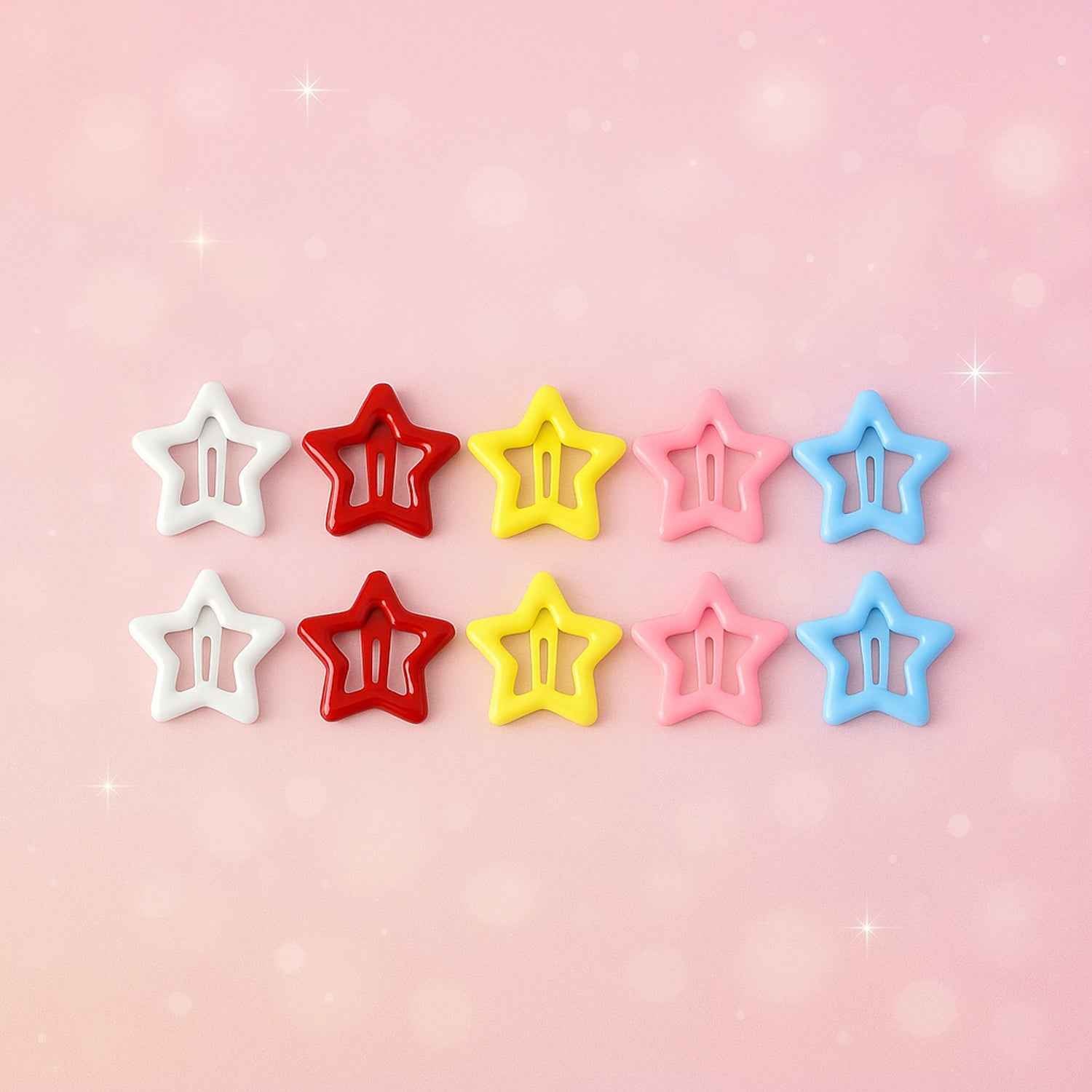 Metal Star Hair Clips – Set of 10 Colorful Barrettes for All Ages