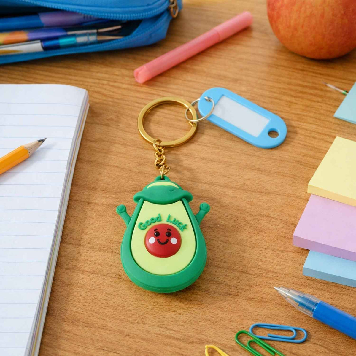 Avocado Keychain – Cute Cartoon Design with ID Tag