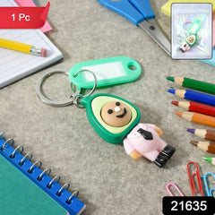 Avocado Character Keychain – Cute Cartoon Design with Name Tag