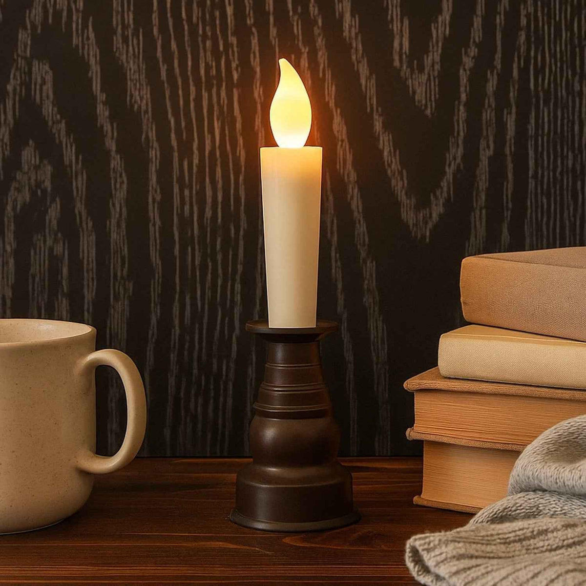 LED Flameless Candle with Holder – Elegant Flickering Light