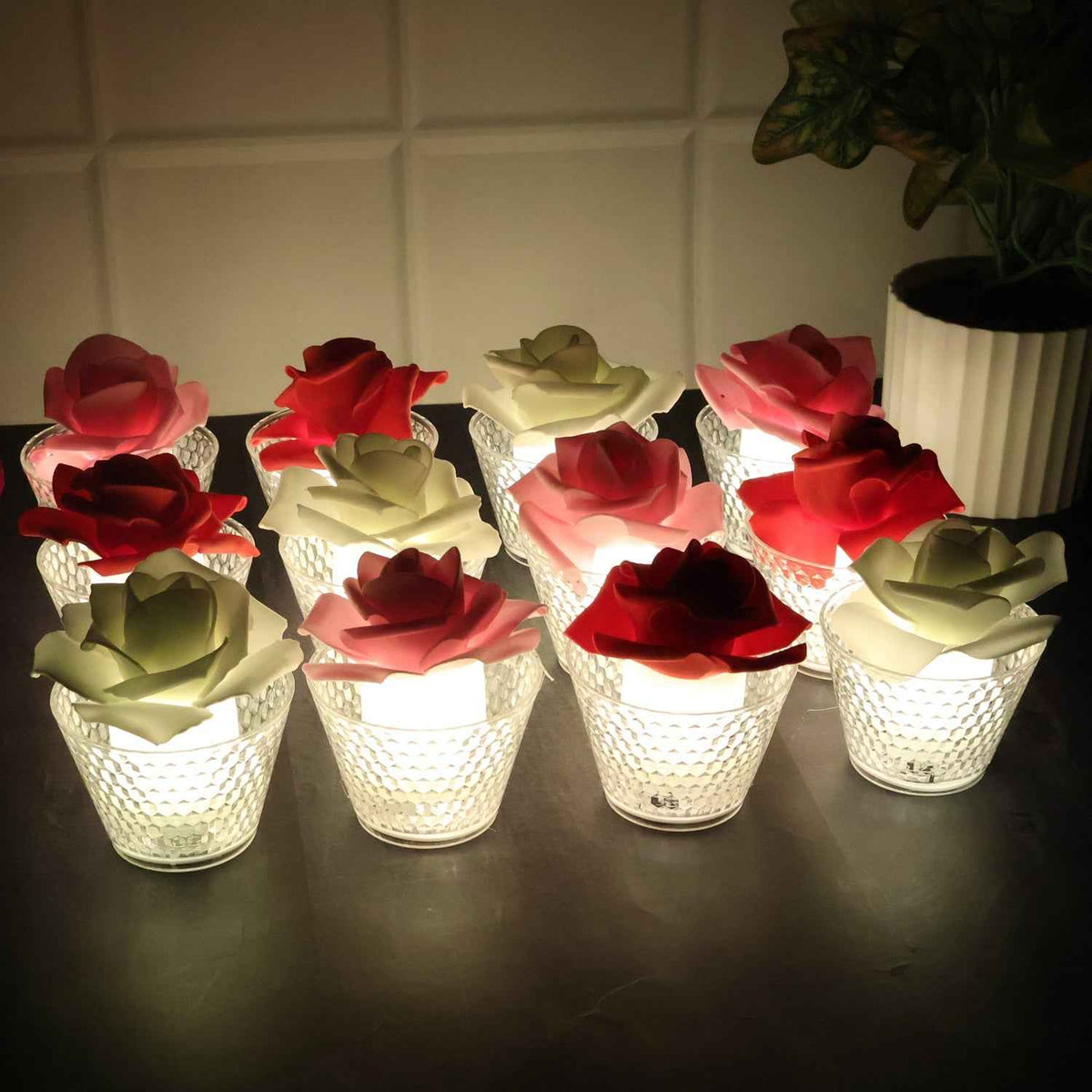 Rose Shaped Flameless LED Candles – Elegant Romantic Decor Set