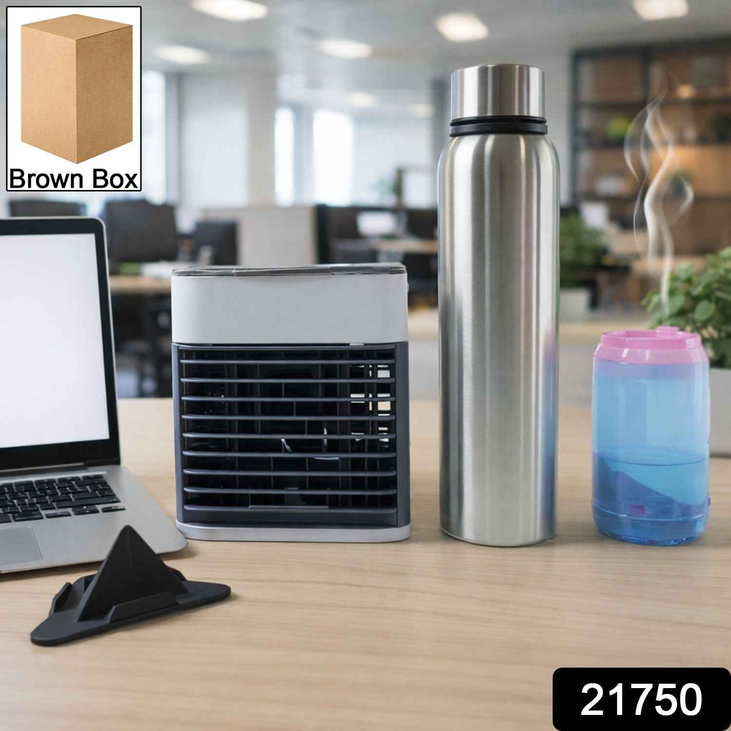 Office Essentials Combo Set – Mini Air Cooler & Water Bottles