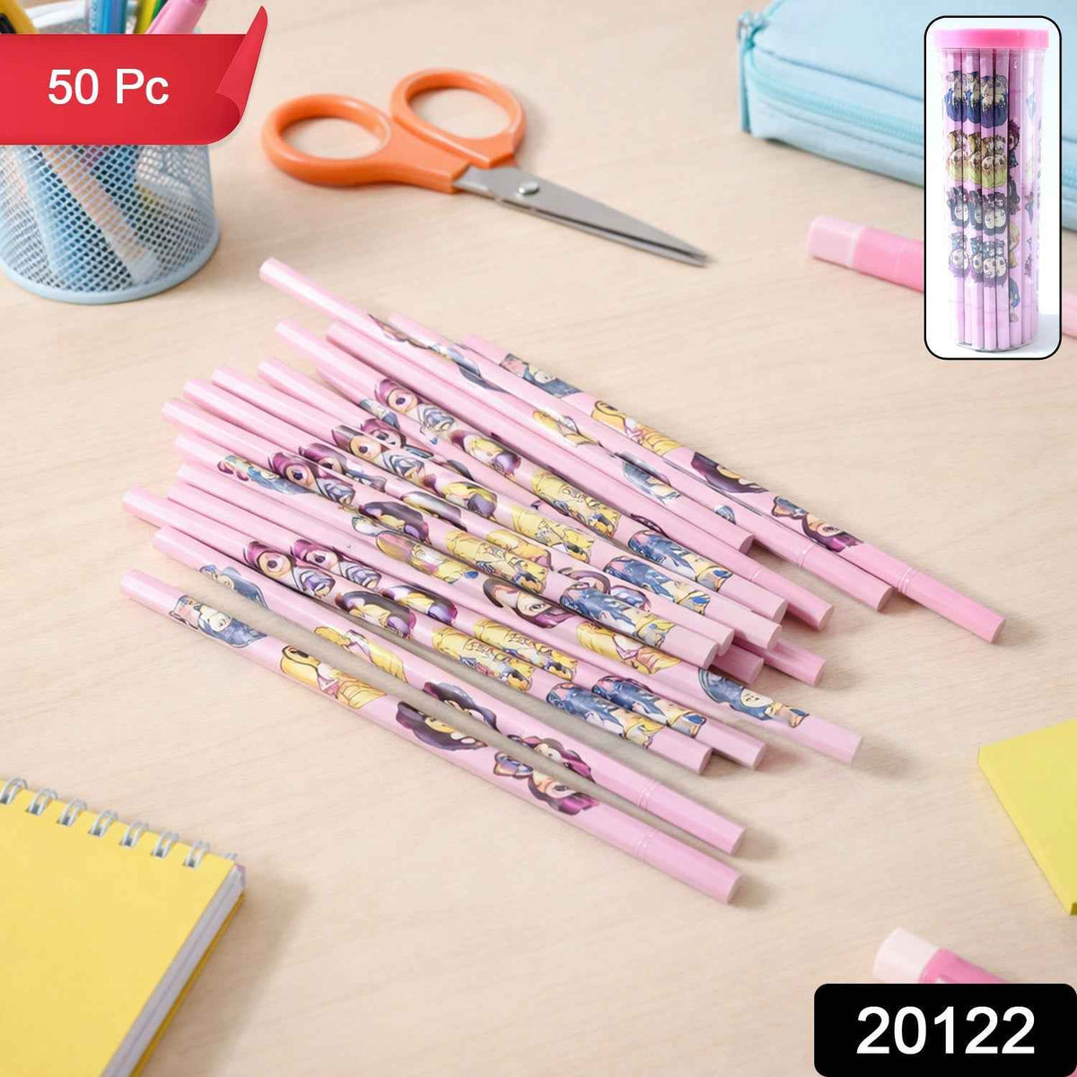 Cartoon Wooden Pencil Set – 50 Pieces for Kids' Creativity