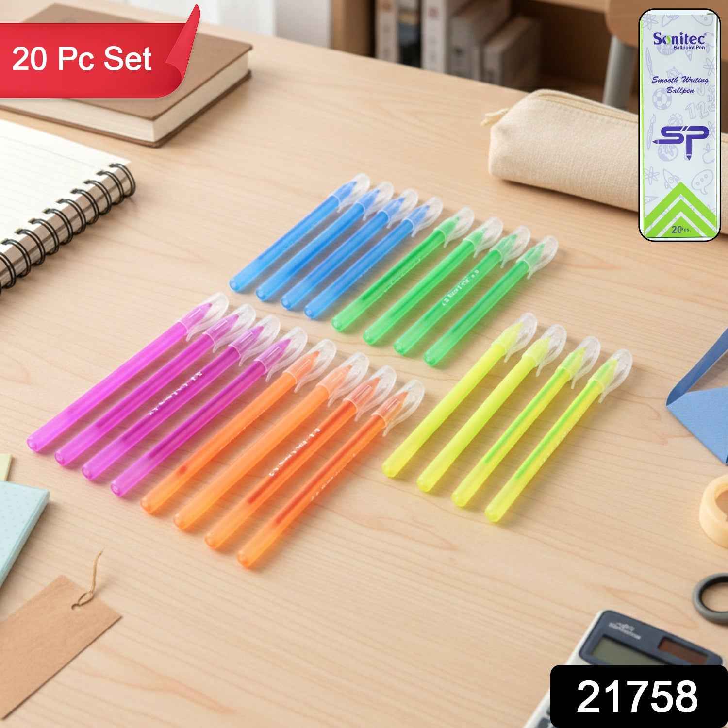 Colorful Ballpoint Pen Set – Smooth & Vibrant 20 Pcs Writing Pack