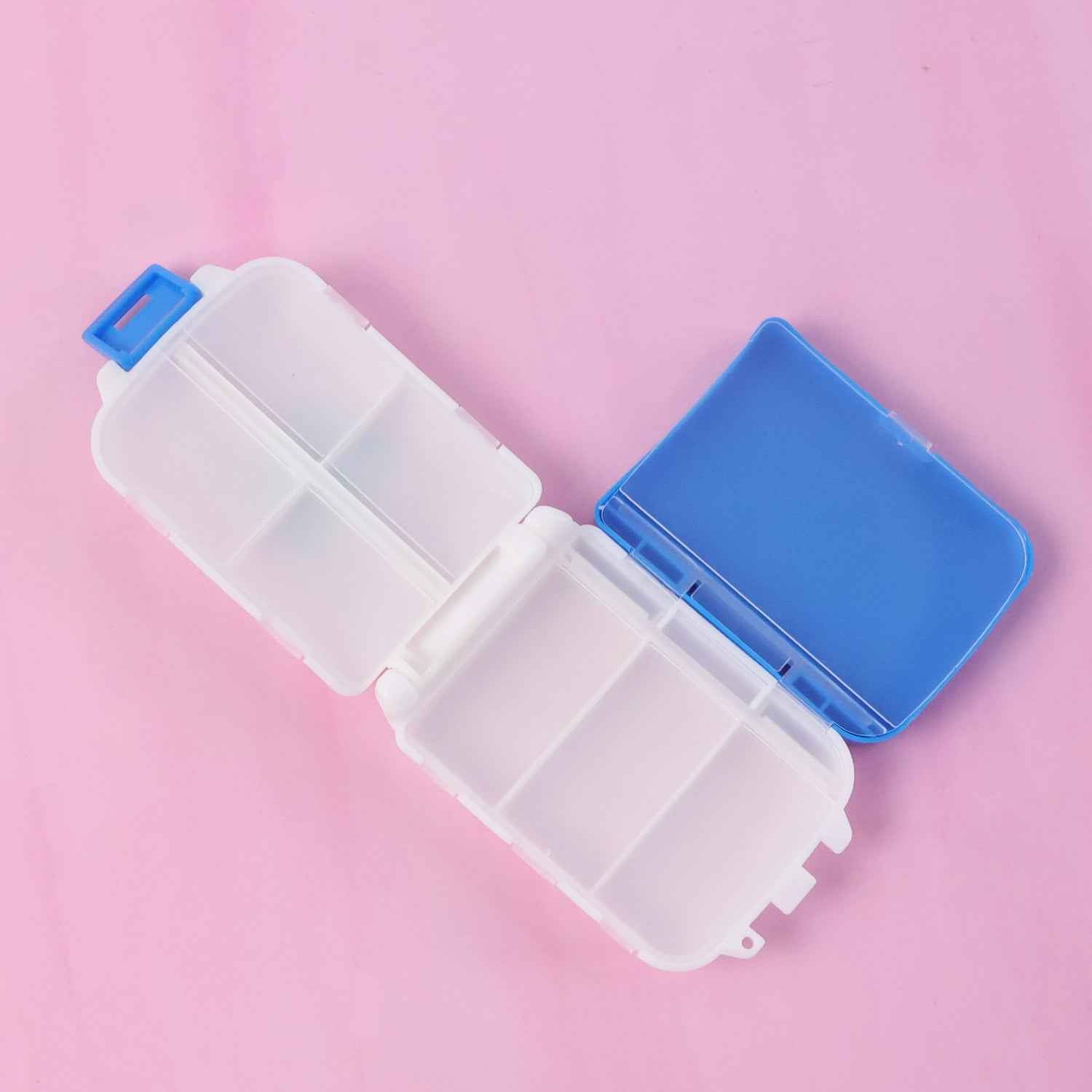 Dual-Sided Pill Organizer Box – Portable 8-Compartment Medicine Case