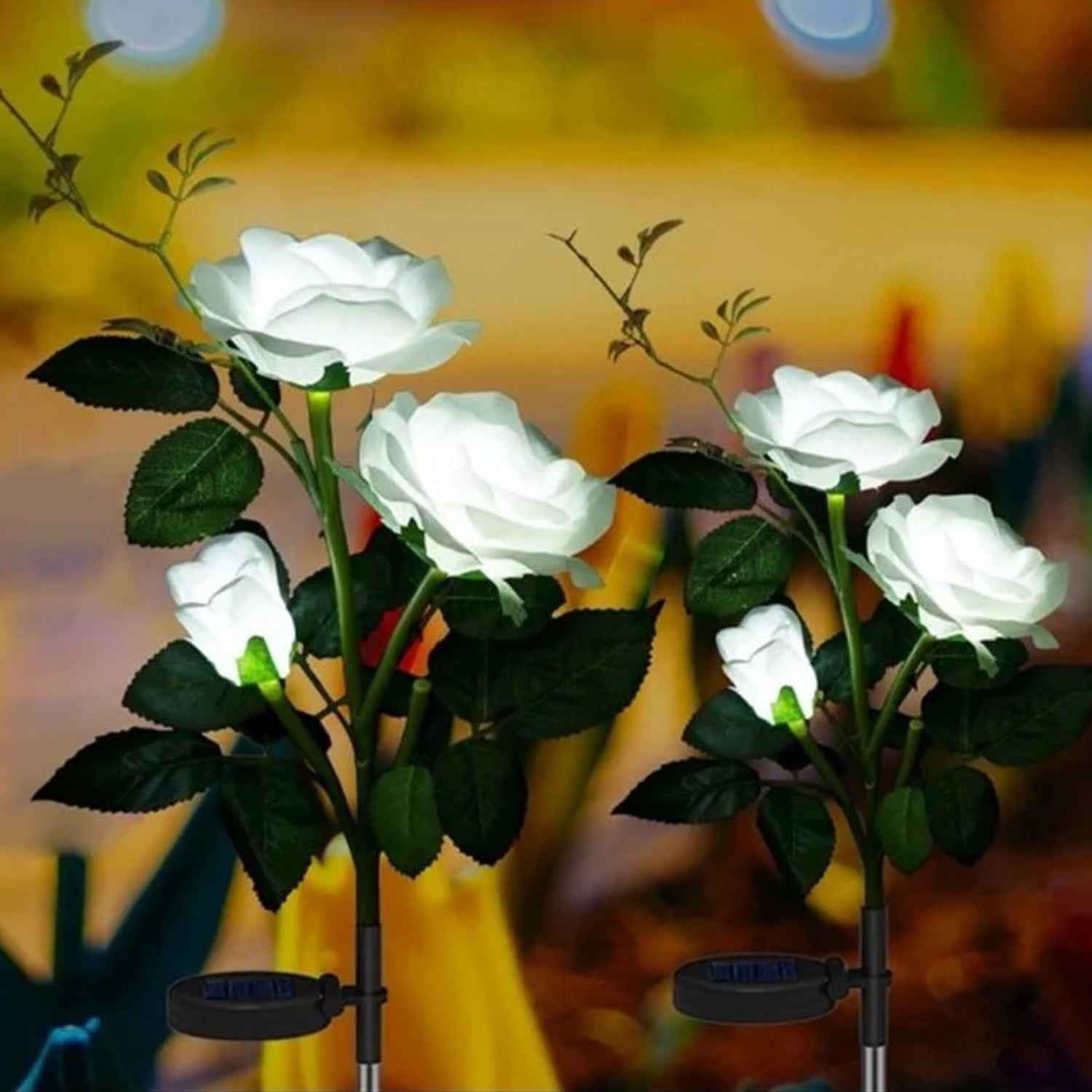 Solar Garden Decorative Flower Lights – Set of 2 LED Roses