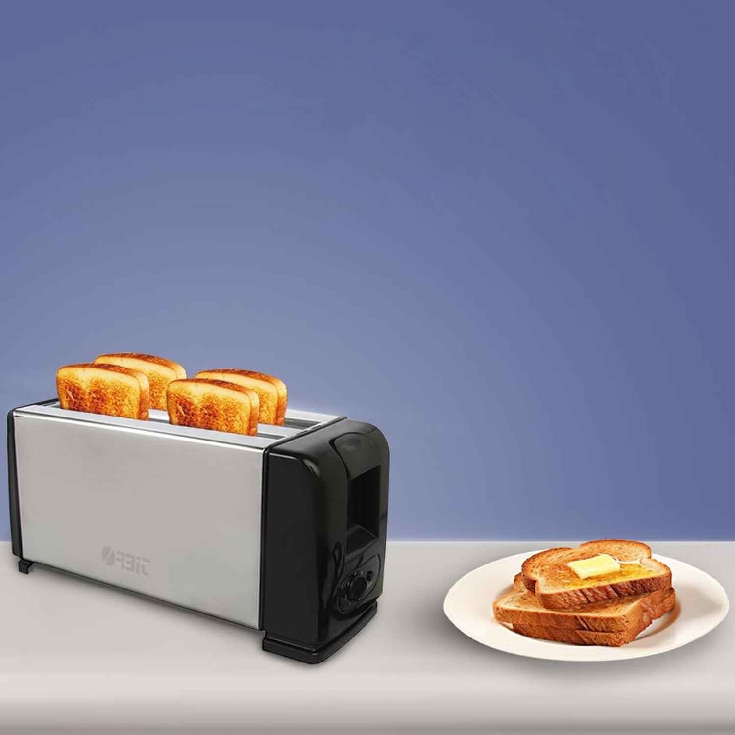 Pop-Up Toaster 1200W – 4-Slice Adjustable Browning Stainless Steel