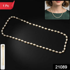 Elegant Pearl Necklace – Classic Single-Line Gold Chain Accent