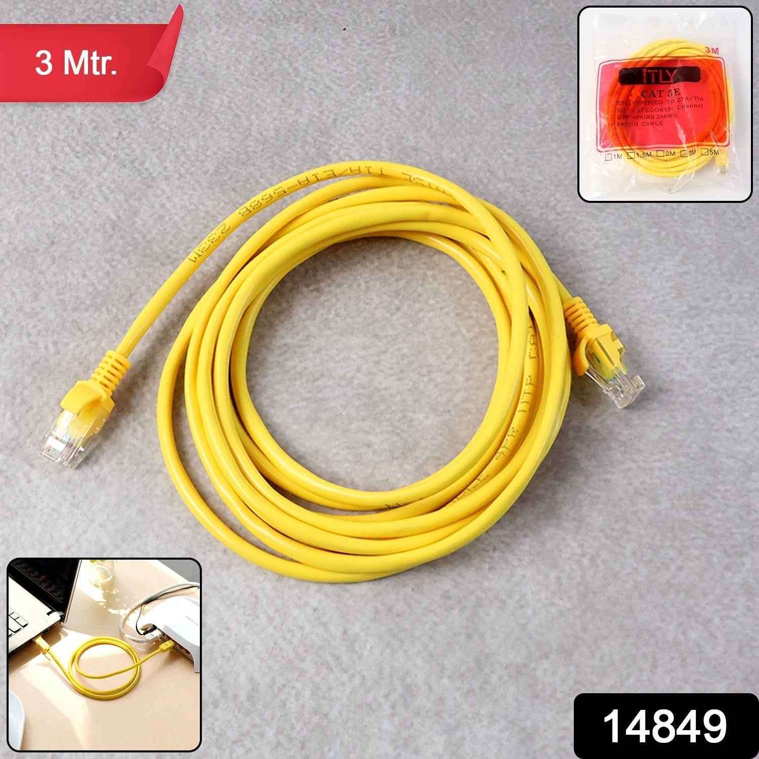 CAT 5E Ethernet Cable 3 Meter – High-Speed Stable Connection