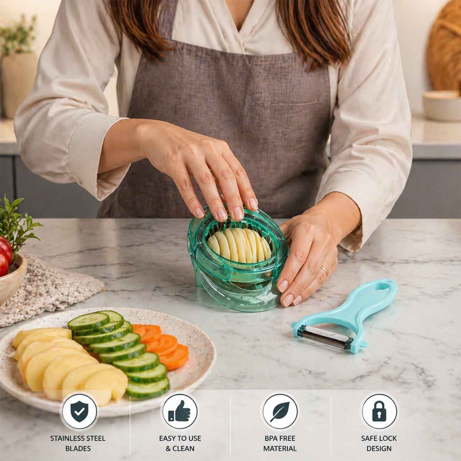 Vegetable Cutter & Slicer Set Ð Quick & Precise Kitchen Tool