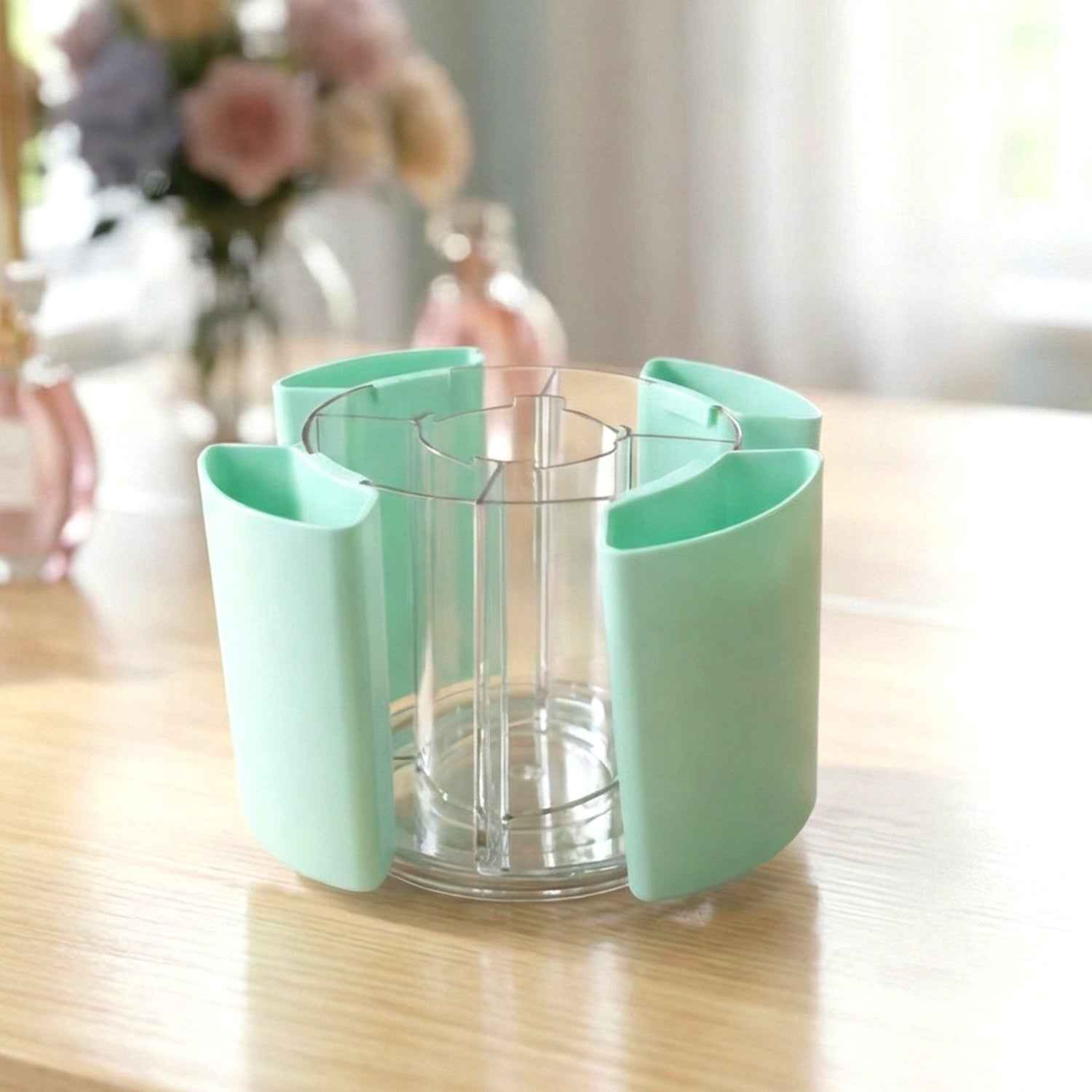 Rotating Pen Holder – 5 Compartment Desk Organizer Stand