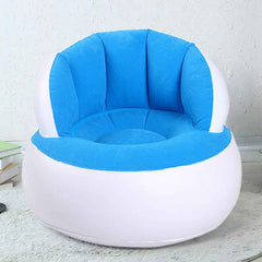 Yellow inflatable sofa chair providing a cozy spot for kids in a playful room.