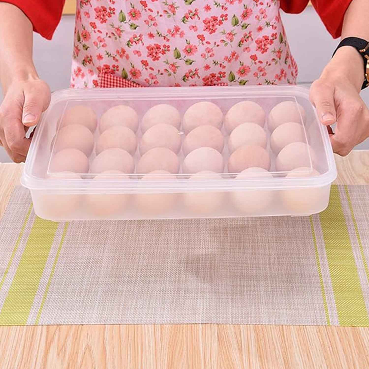 Plastic Egg Storage Container – Clear 24-Grid Fridge Organizer