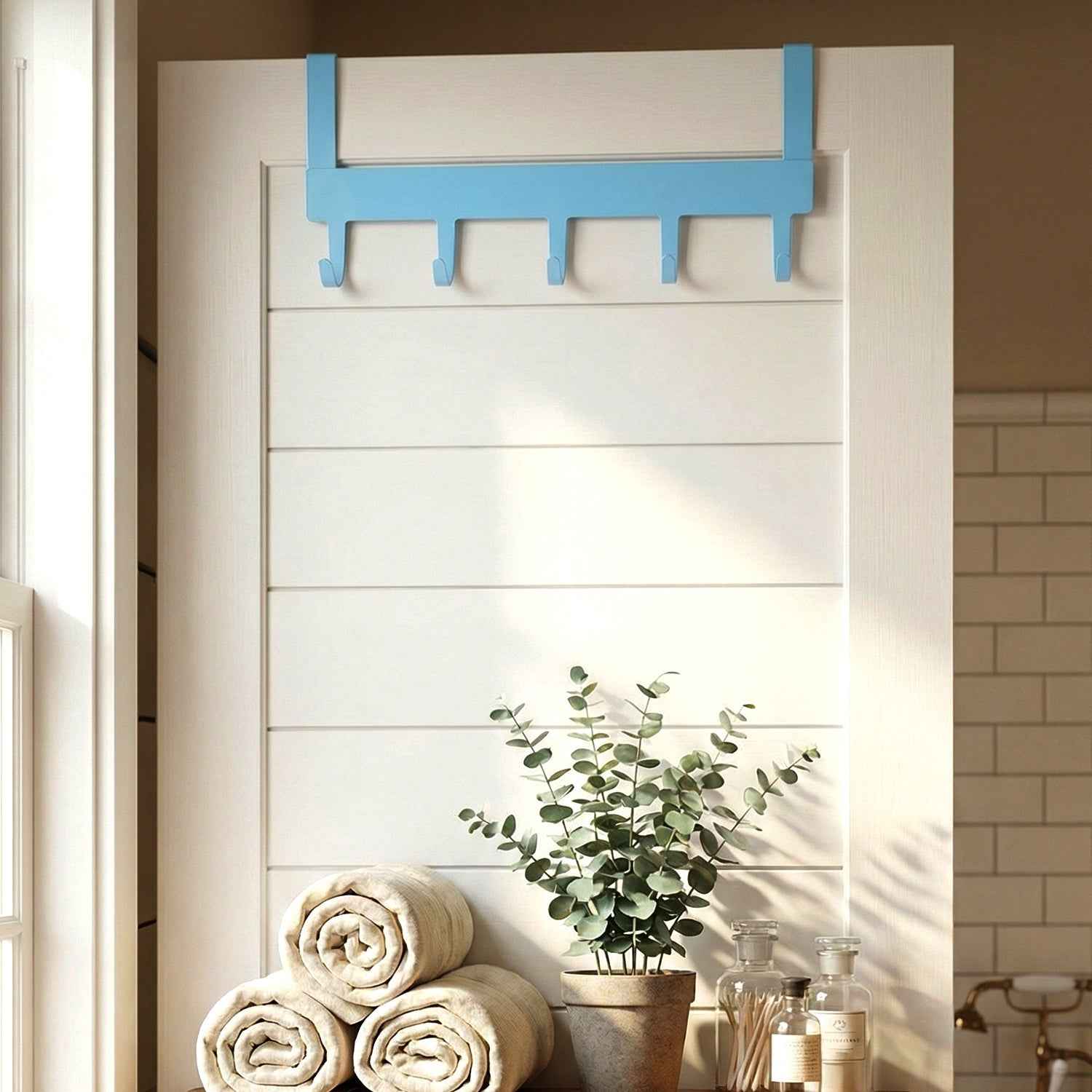 Metal 5 Hook Hanging Rack – Heavy Duty Over Door Hanger