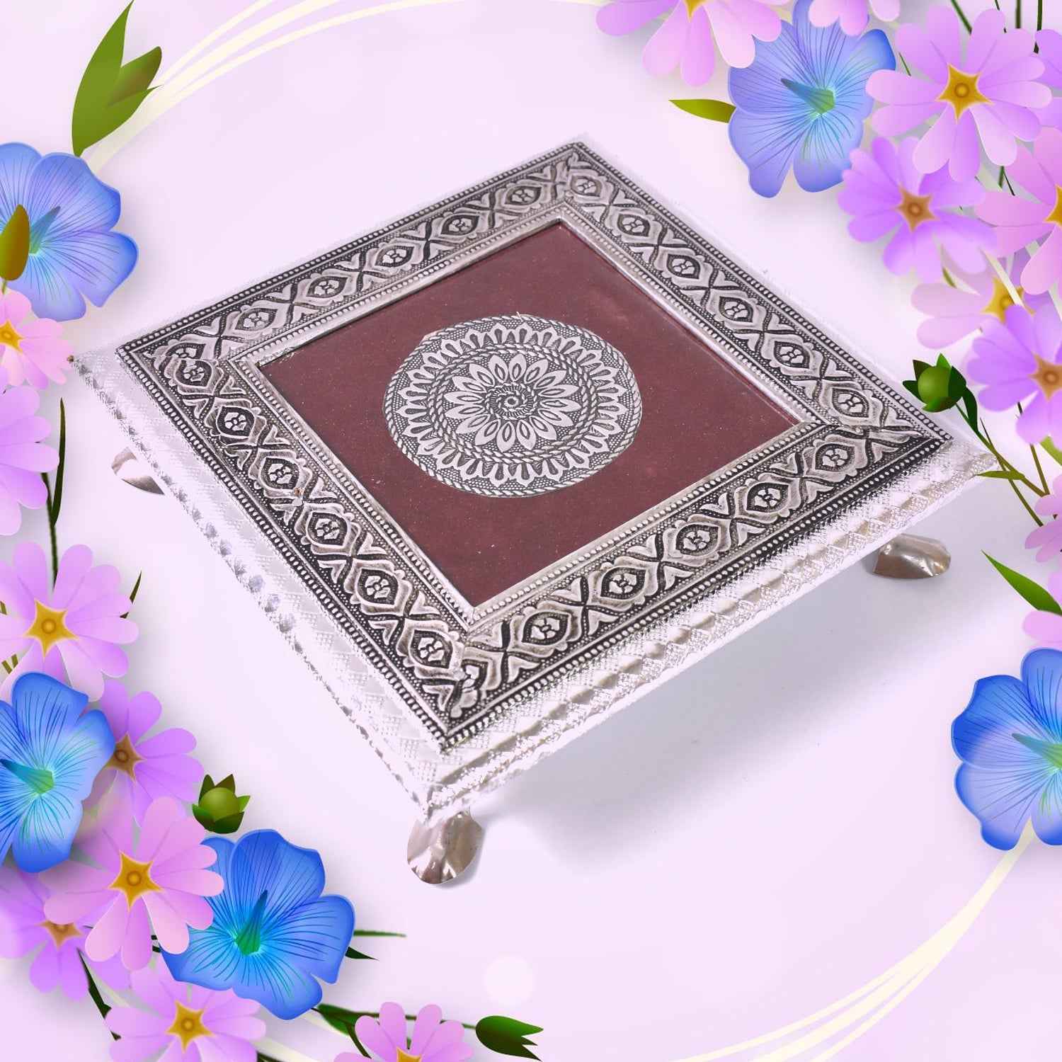Pooja Chowki – Silver Square Bajot for Home Temple | Styleva