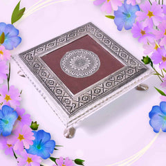 Pooja Chowki – Silver Square Bajot for Home Temple | Styleva