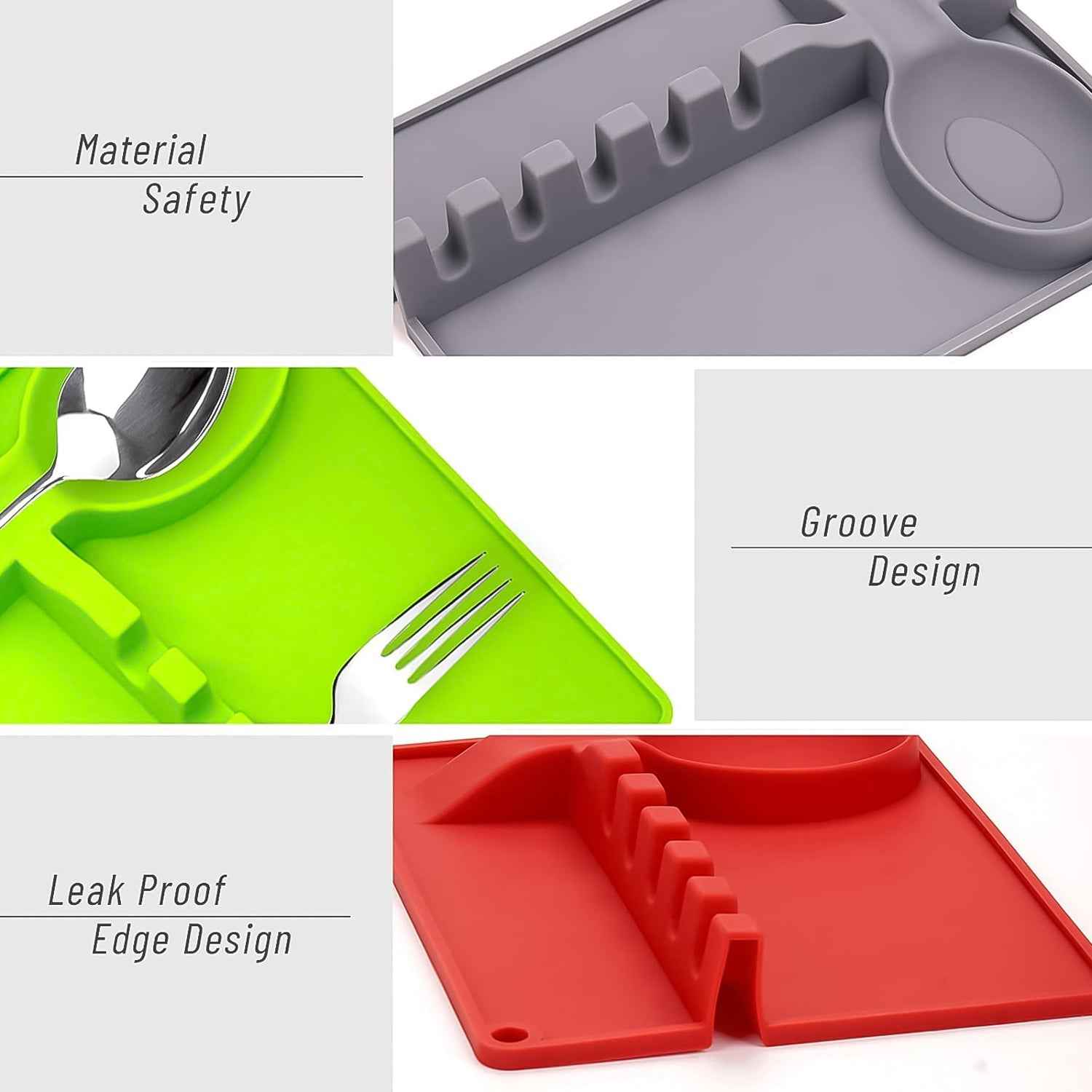 Silicone Spoon Rest – 4-Slot Utensil Holder & Spatula Rack | Quickslice