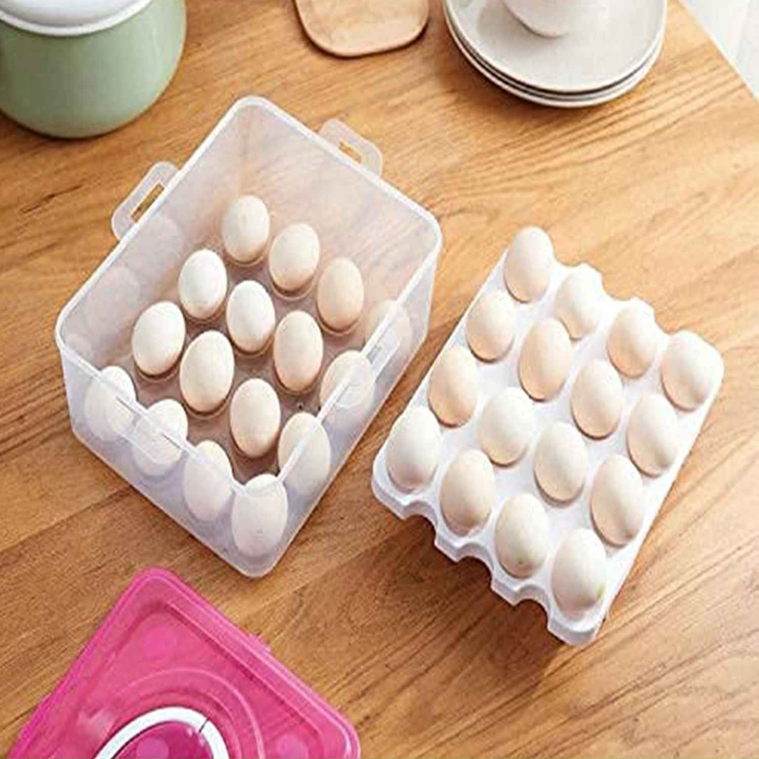 32-Grid Egg Tray with Lid & Handle – 2-Layer Egg Storage | Organivo