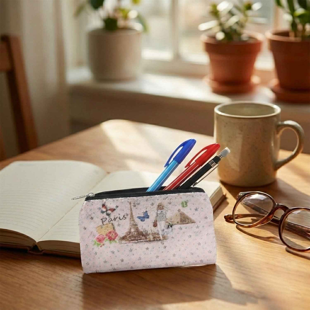 Paris Print Zipper Coin Pouch – Compact & Stylish Storage