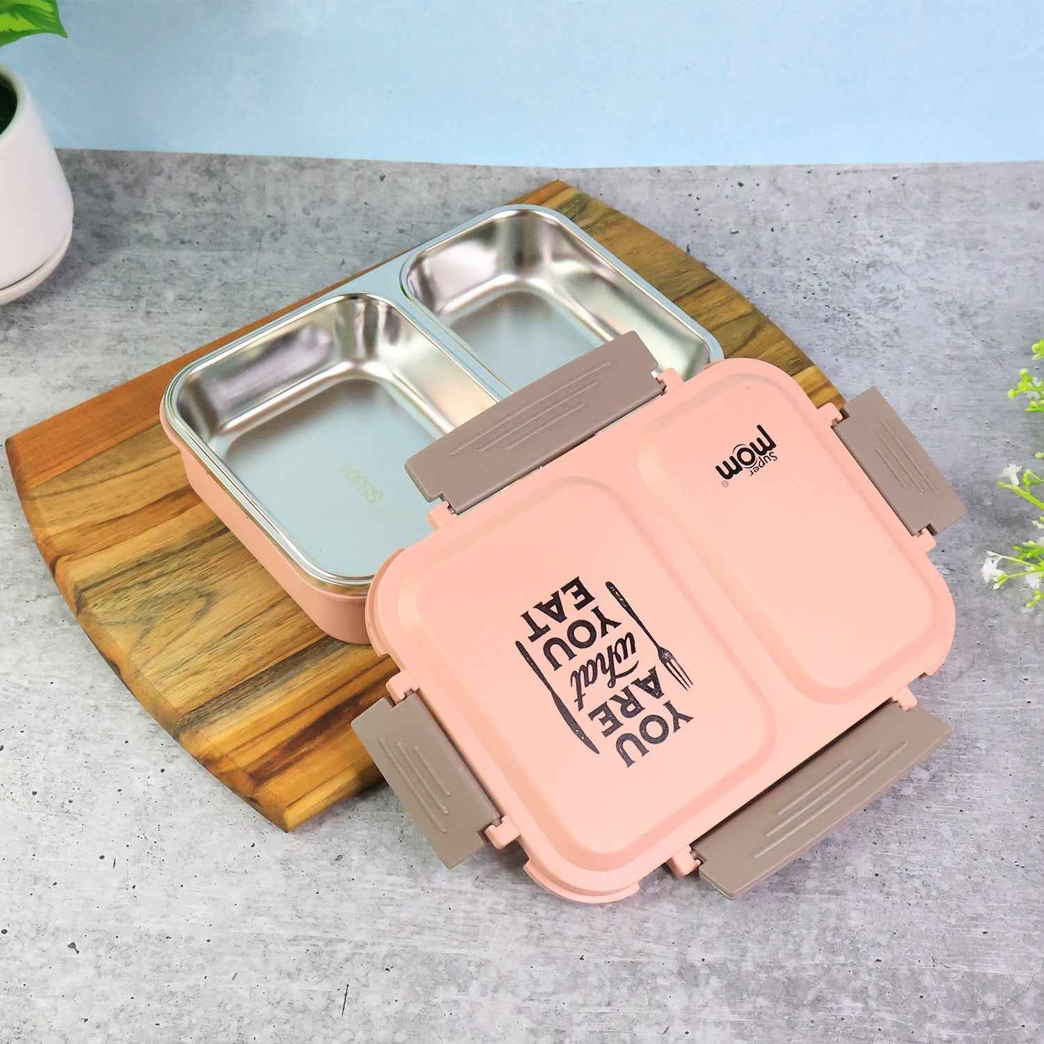 Stainless Steel Lunch Box – 2 Partition Leak-Proof Tiffin