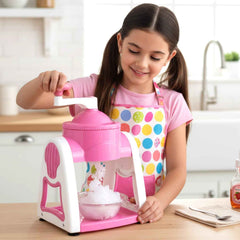 Manual Ice Crusher – Compact Pink Ice Shaver with Hand Crank