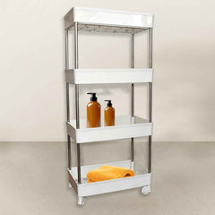 4 Layer Kitchen Rack – Durable Steel & Plastic Storage